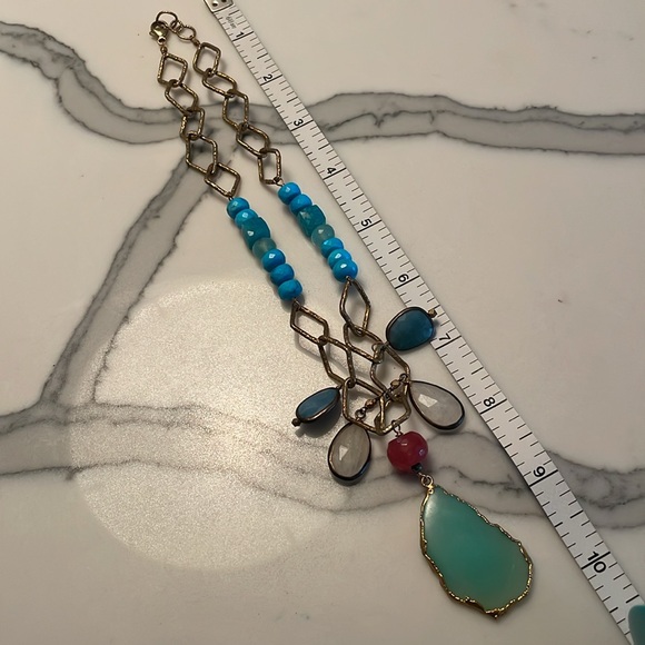 STUNNING bohemian Alana Bess gold vermeil semi-precious stones necklace 🌞 - Picture 2 of 2